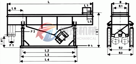 直線振動(dòng)篩外形尺寸示意圖